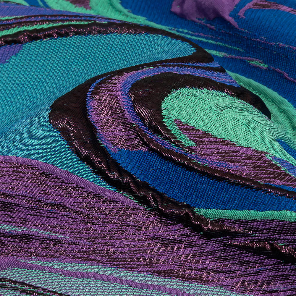 Lilac, Seafoam and Blue Marbled Metallic Luxury Brocade