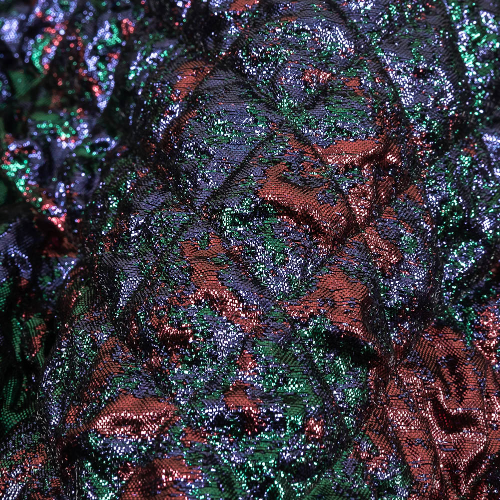 Metallic Burgundy, Evergreen and Navy Diamond Quilted Luxury Brocade