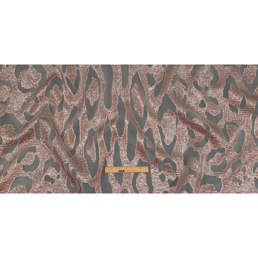 Metallic Rose Pink Animal Spots Luxury Burnout Brocade