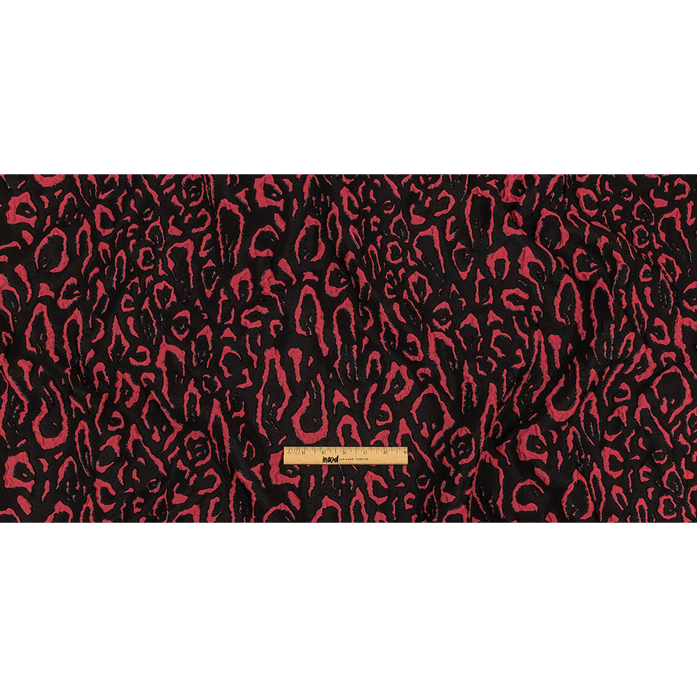 Metallic Black and Hot Pink Animal Spots Luxury Brocade