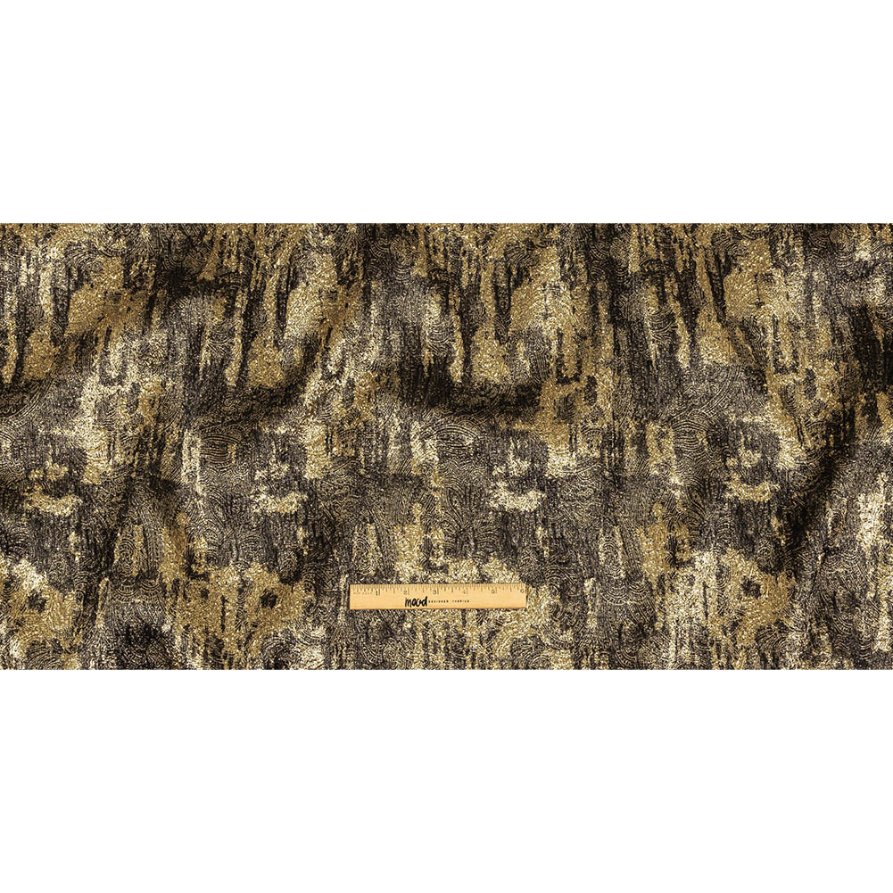 Metallic Gold and Black Abstract Luxury Plisse Brocade