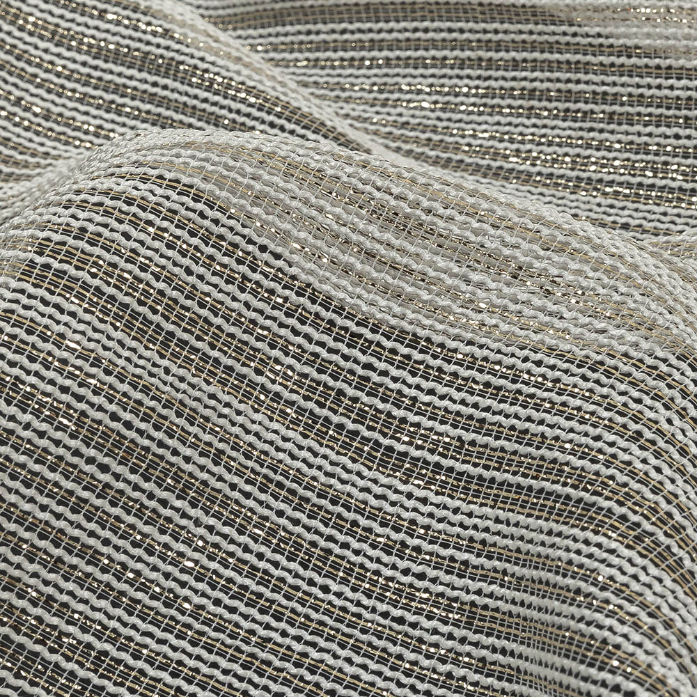 Metallic Gold and White Barcode Stripes Luxe Novelty Mesh