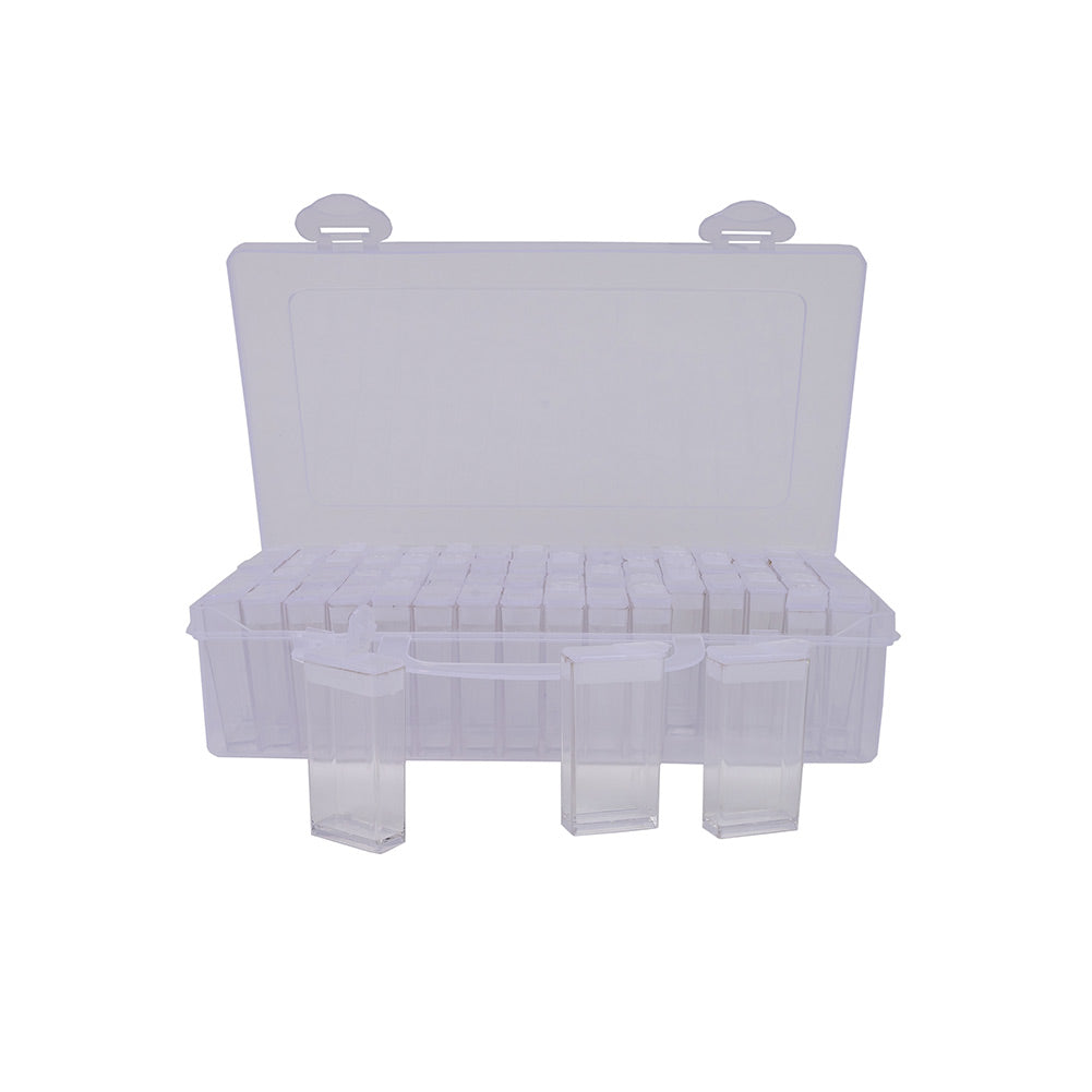 Plastic Organizer with 64 2" Flip Boxes and Labels - 8.5" x 5"