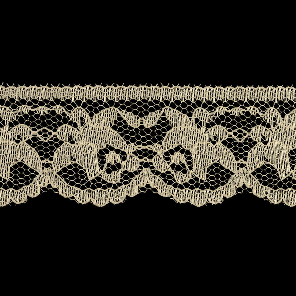 Tofu Rose Buds Scalloped Lace Trim - 1.375"