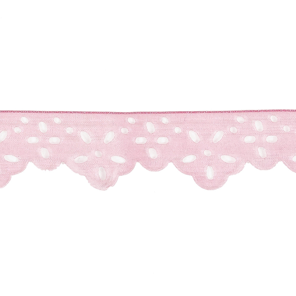 Shimmering Pink Scalloped Burnout Organza Trim - 1"