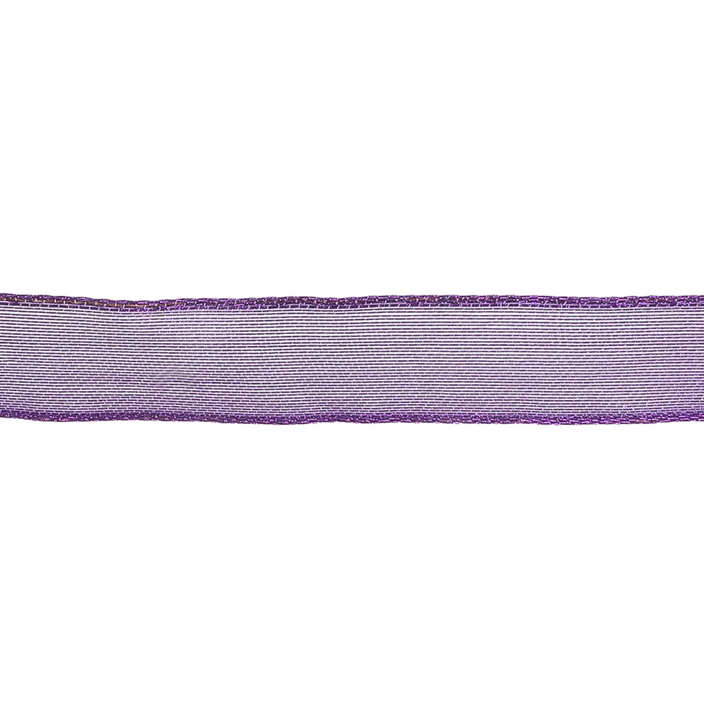 Purple Sheer Woven Ribbon with Wired Edges - 0.75"