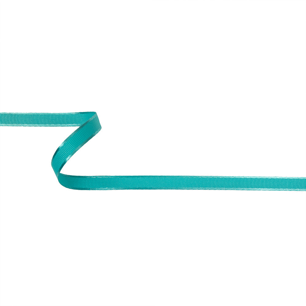 Turquoise Satin-Edged Grosgrain Ribbon - 0.375"