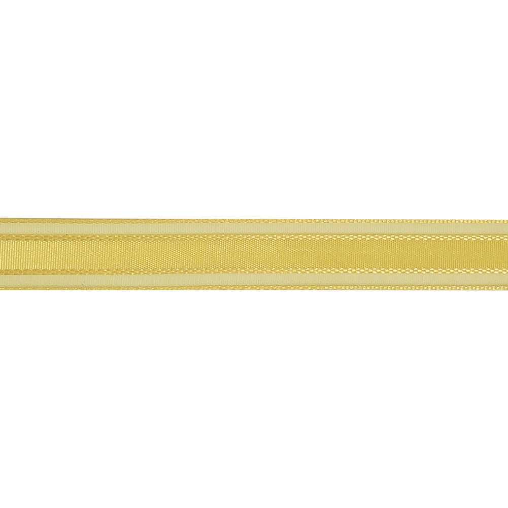Yellow Woven Ribbon with Sheer Organza Borders - 0.5"