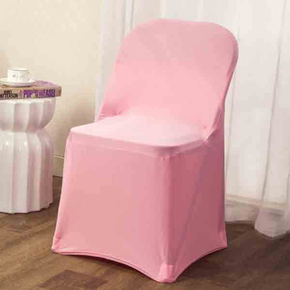 1 Piece Pink Stretch Spandex Chair Cover for Stylish Folding Seating