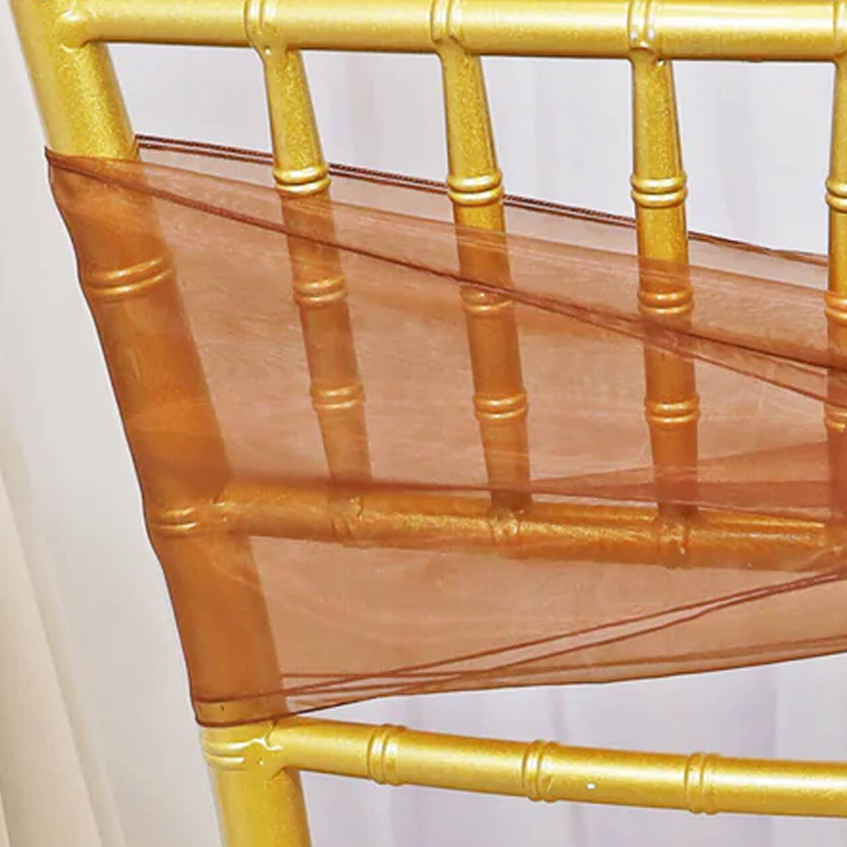 10 Pieces Copper Organza Chair Sashes 8"x108" Sheer Chair Decor for Weddings, Events & Receptions