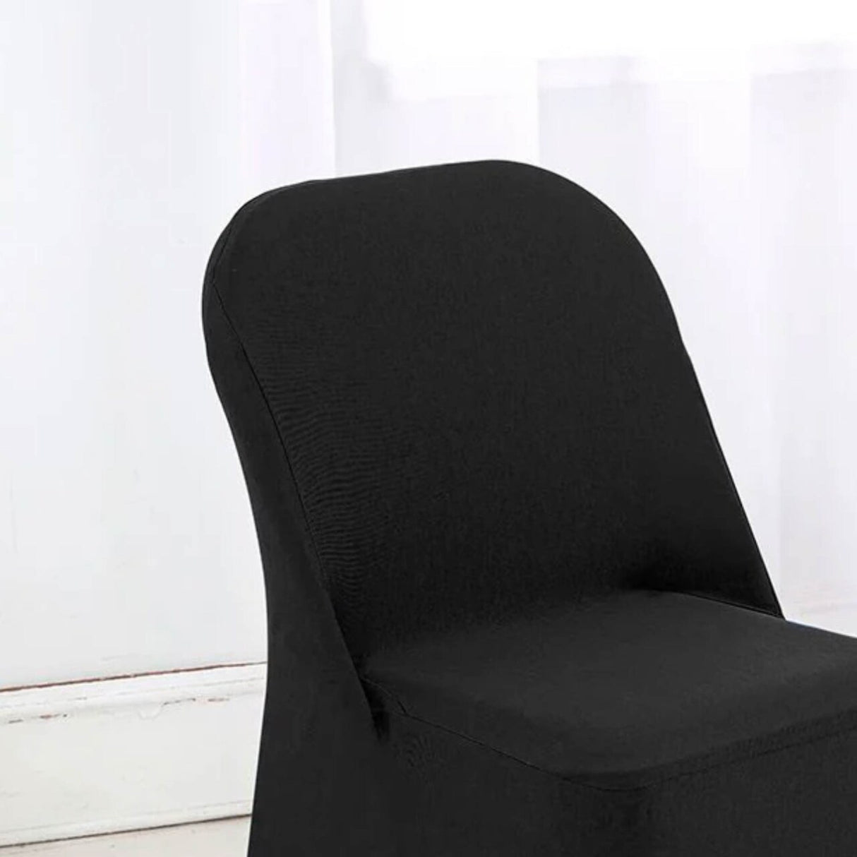 1 Piece Black Stretch Spandex Chair Cover for Classic Folding Seating