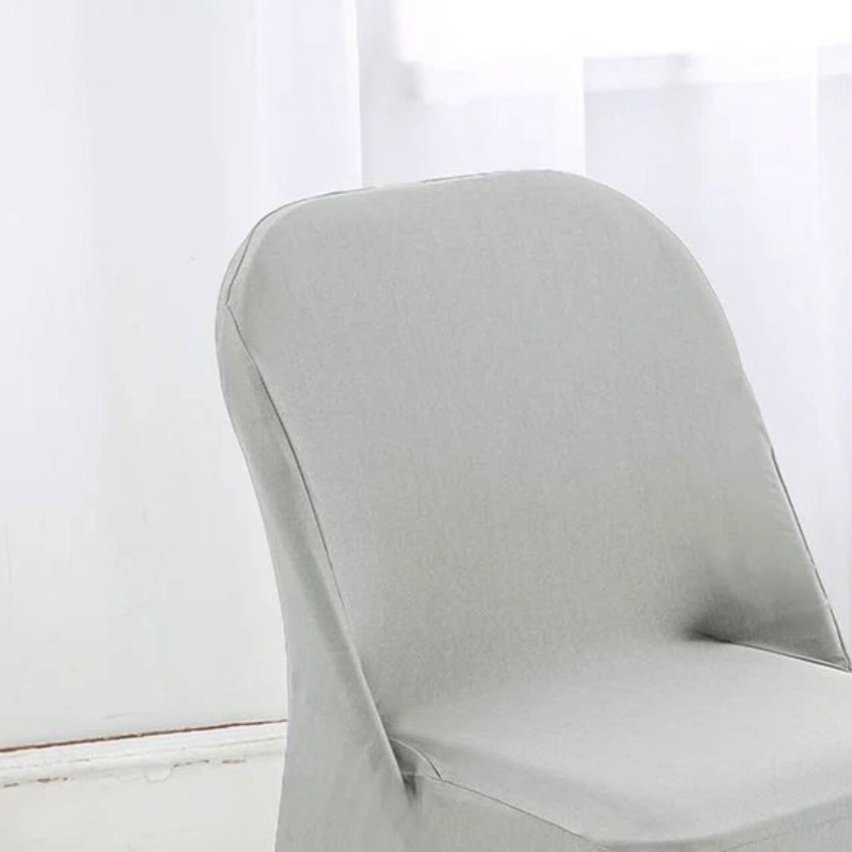 1 Piece Silver Spandex Chair Cover for Sleek Folding Seating