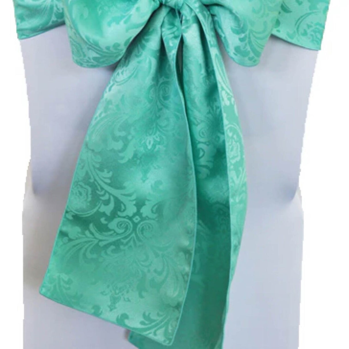 10 Pieces Tiff Blue Or AquaBlue Floral Damask Jacquard Chair Sashes 7.5 x 108 Inches