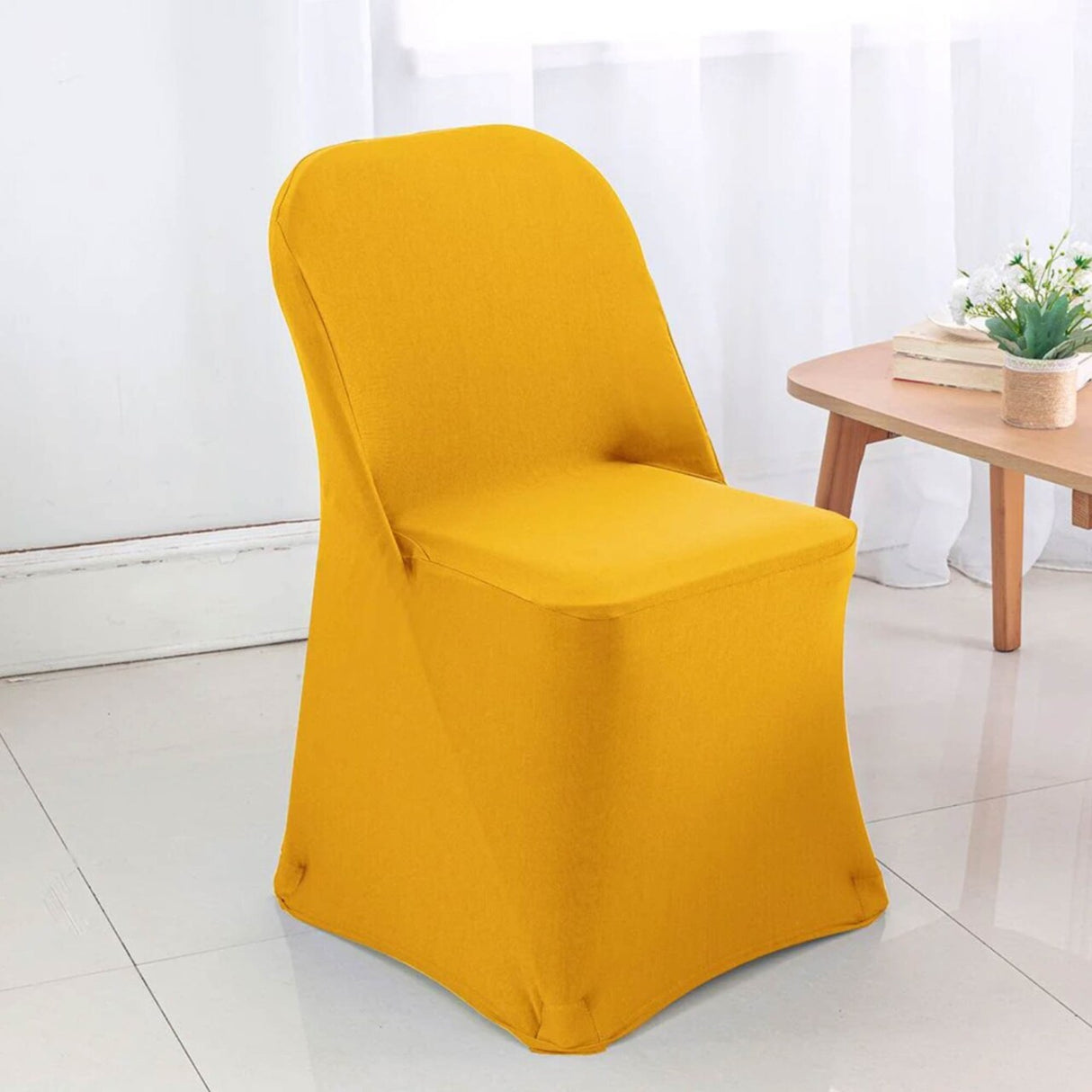 1 Piece Gold Stretch Spandex Chair Cover for Elegant Folding Seating