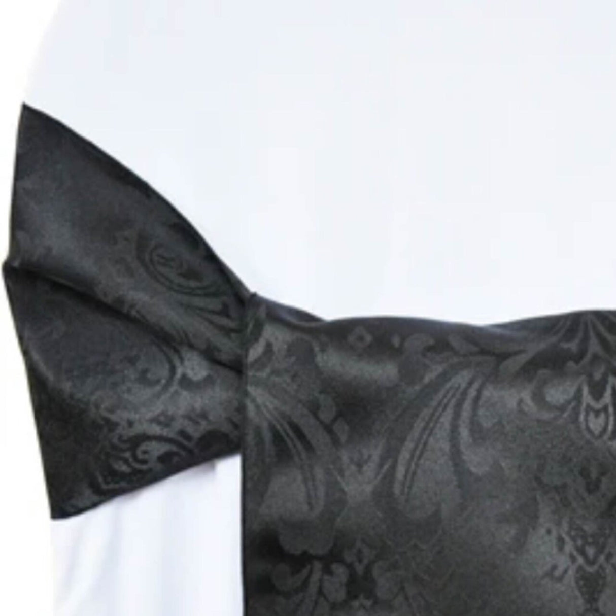 10 Pieces Elegant Black Floral Damask Jacquard Chair Sashes 7.5 x 108 Inches