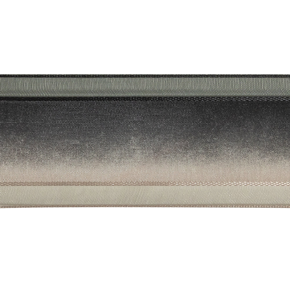 Black and Odyssey Gray Ombre Woven Ribbon with Sheer Organza Borders - 1.5"