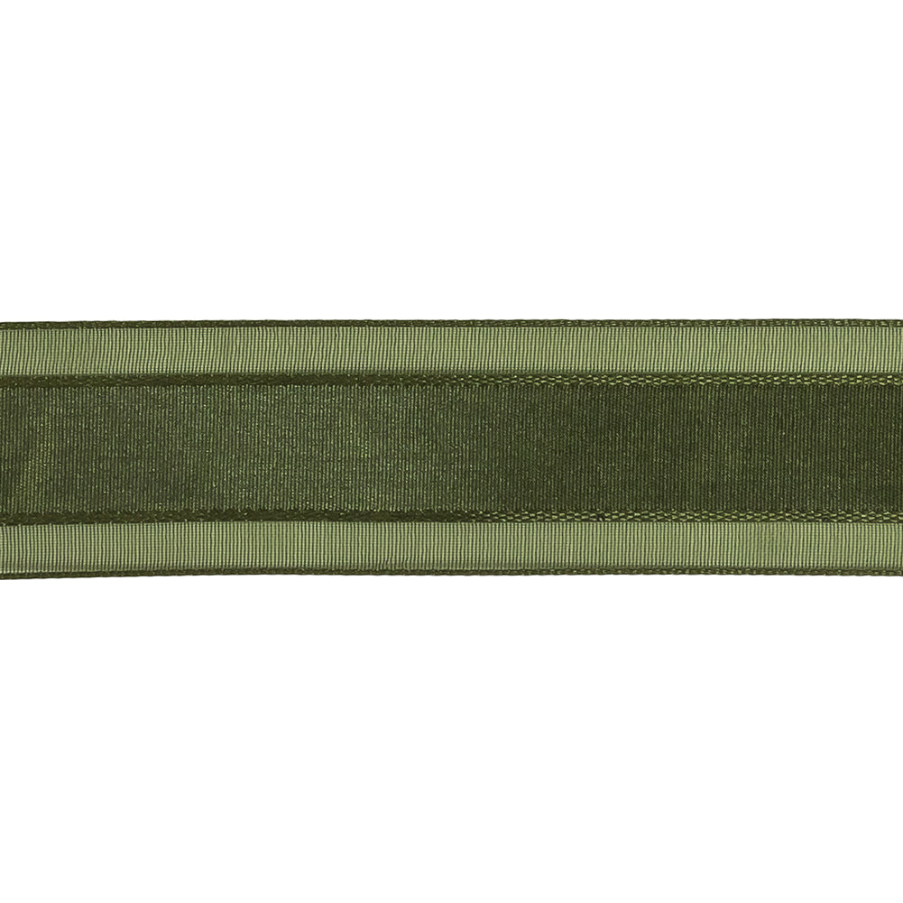 Cypress Woven Ribbon with Sheer Organza Borders - 1"