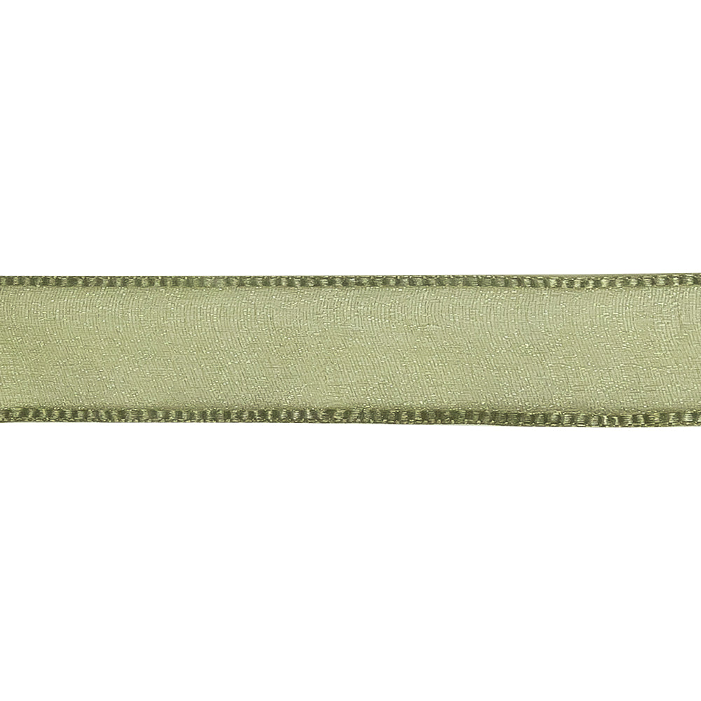 Moss Shimmering Organza Ribbon with Woven Edges - 0.75"