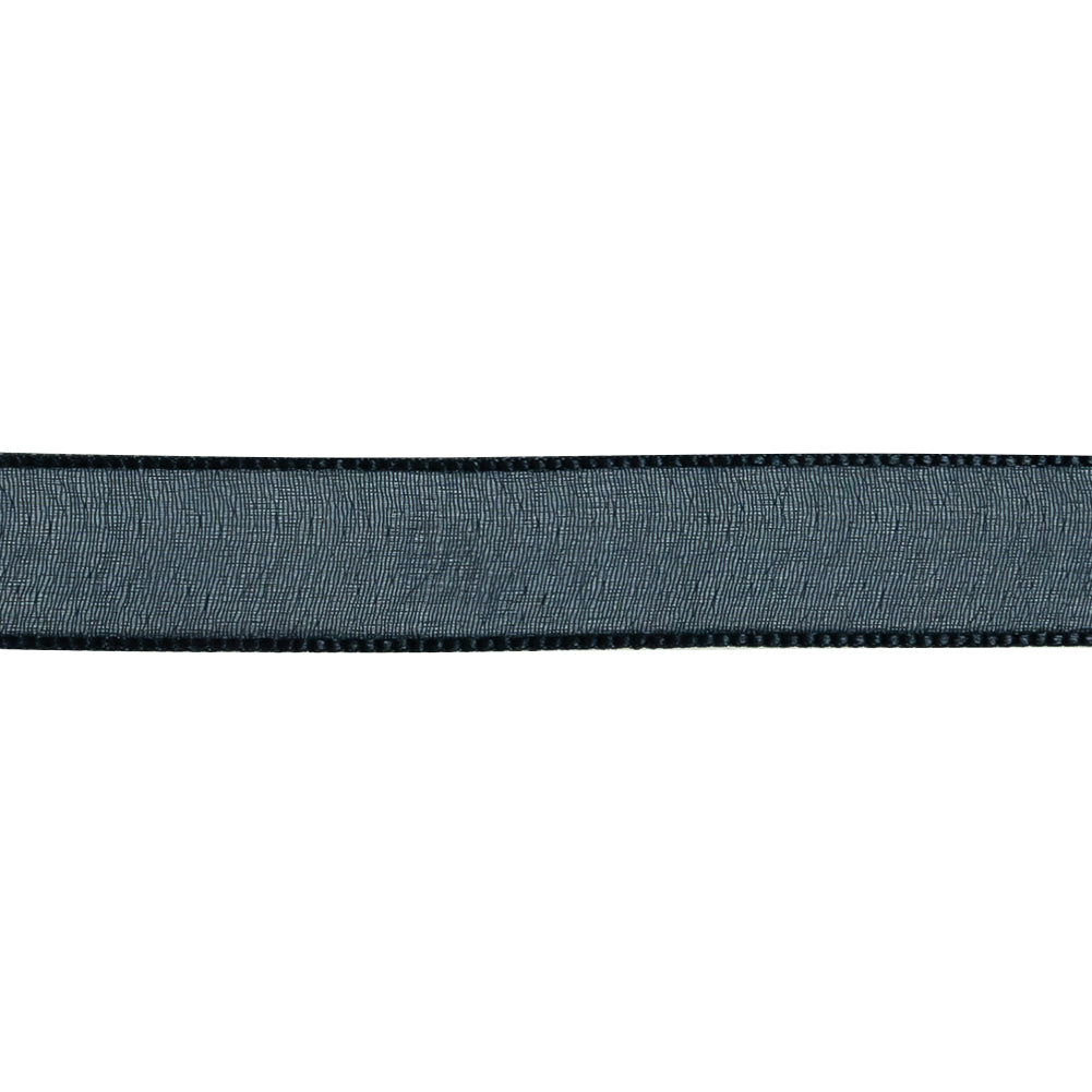 Navy Shimmering Organza Ribbon with Woven Edges - 0.75"