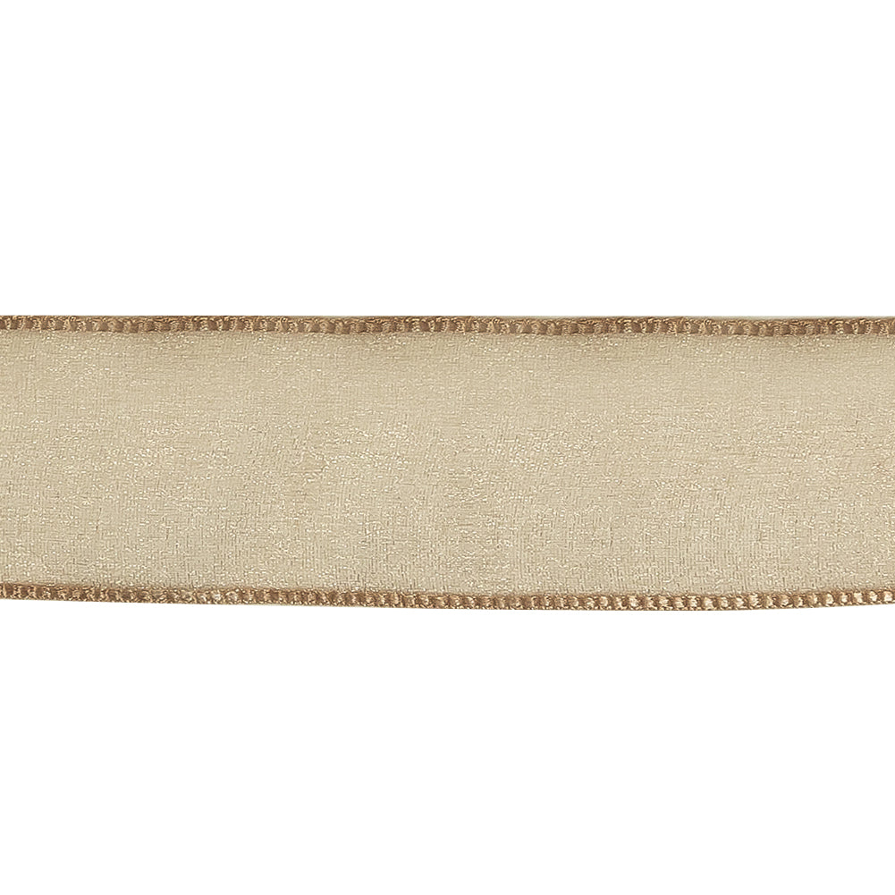 Beige Shimmering Organza Ribbon with Woven Edges - 1.125"