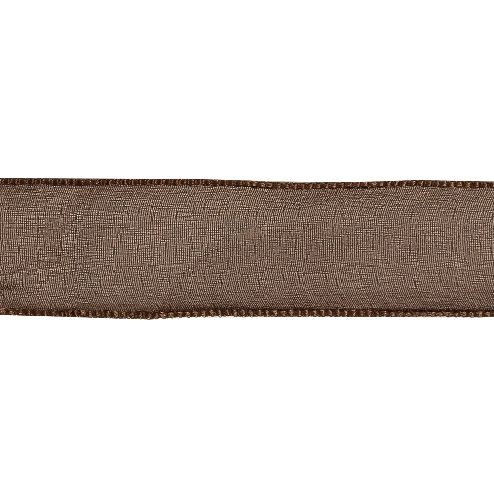 Brown Shimmering Organza Ribbon with Woven Edges - 1.125"