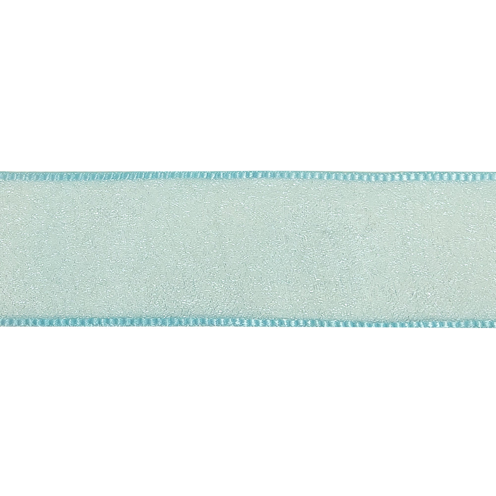 Sky Blue Shimmering Organza Ribbon with Woven Edges - 1.125"