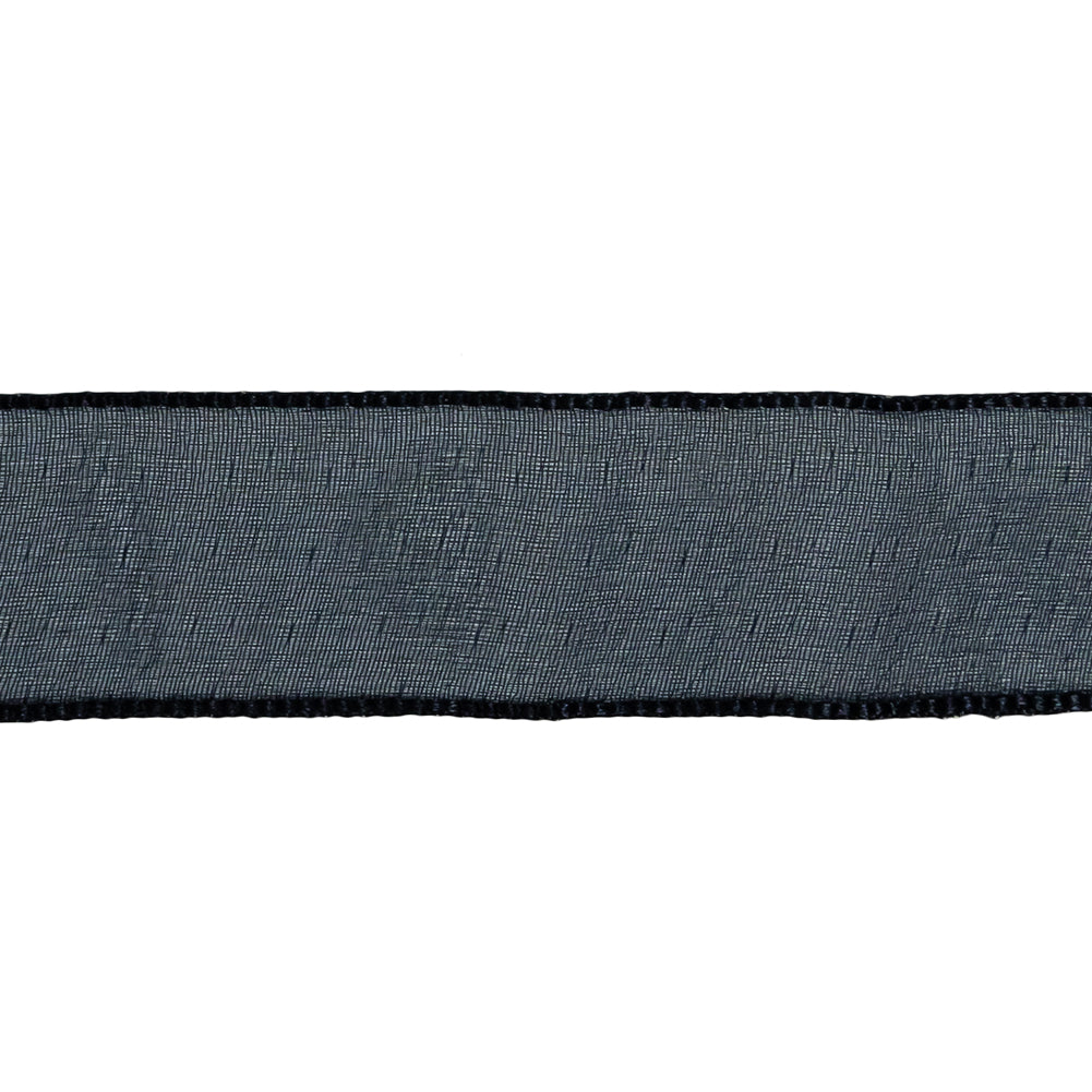 Navy Shimmering Organza Ribbon with Woven Edges - 1.125"
