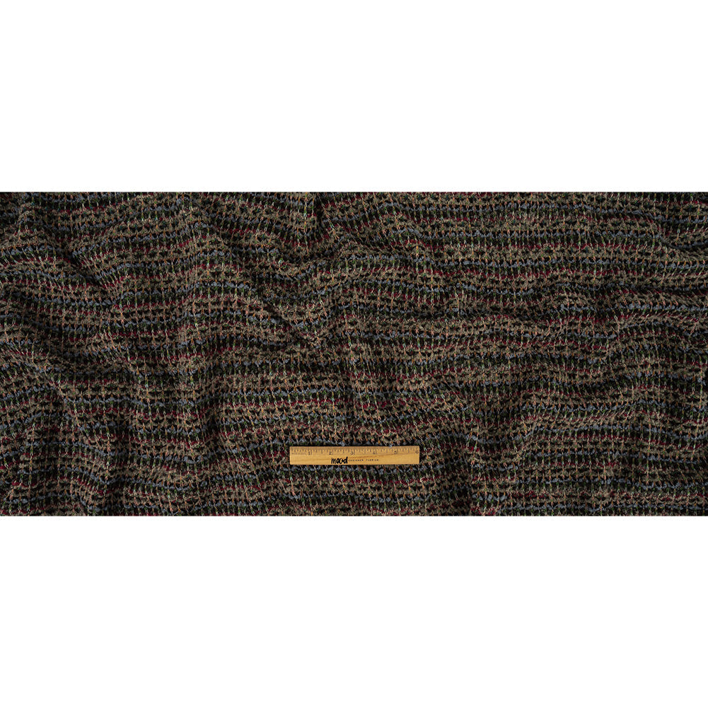 Fuchsia, Goblin Blue and Gray Boucle Stripes Chunky Wool Knit