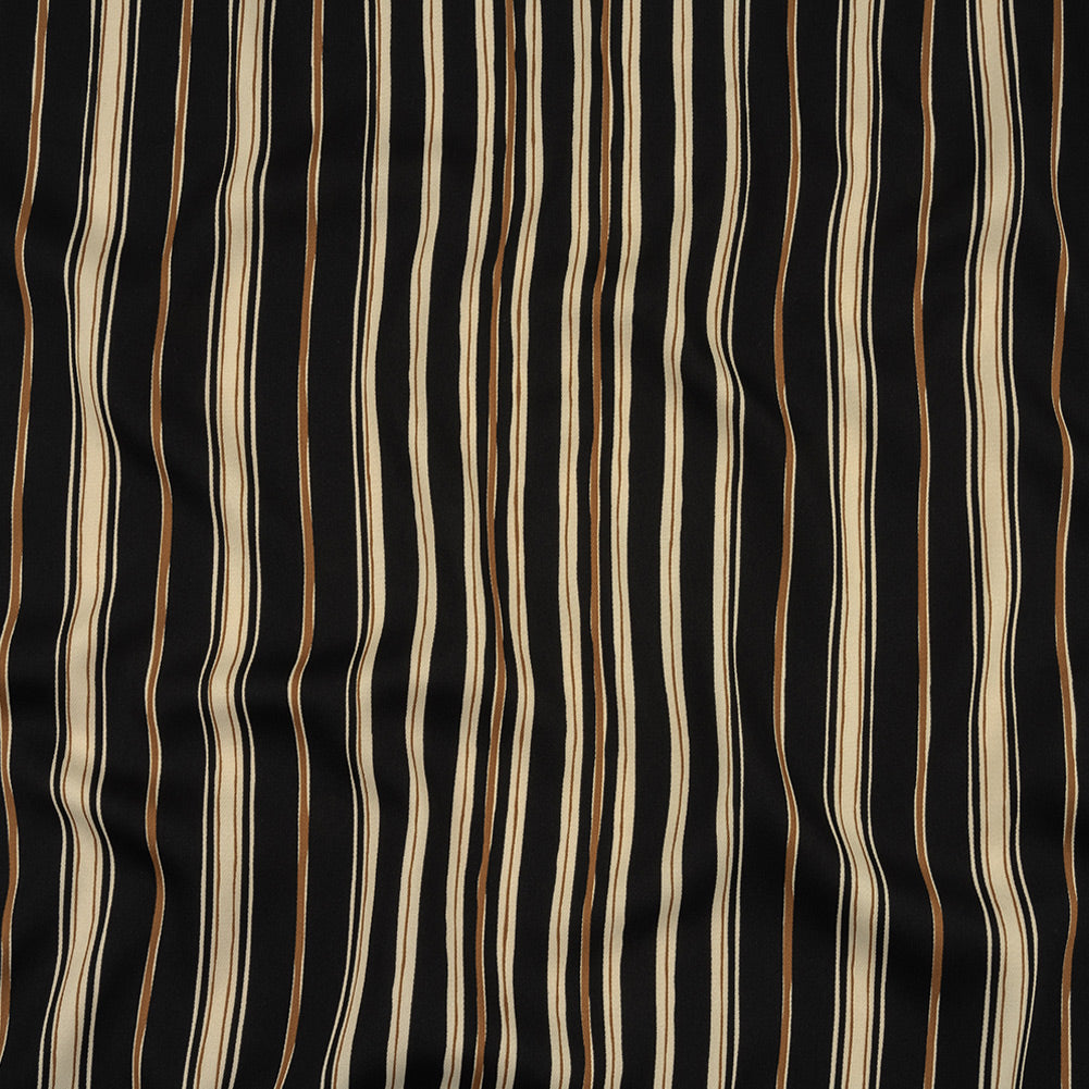 Italian Cream, Black and Tan Stripes Gradient Polyester Woven