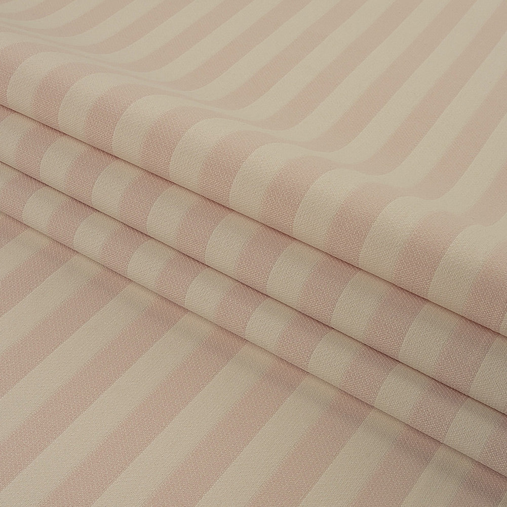 Italian Heavenly Pink Tone on Tone Striped Stretch Polyester and Viscose Double Cloth