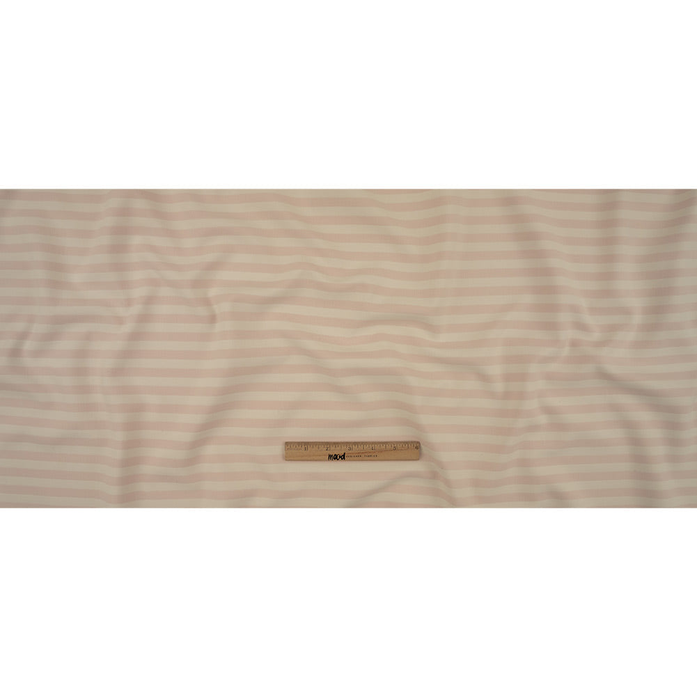 Italian Heavenly Pink Tone on Tone Striped Stretch Polyester and Viscose Double Cloth