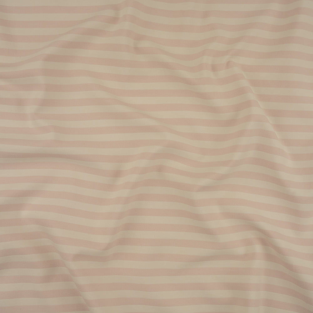 Italian Heavenly Pink Tone on Tone Striped Stretch Polyester and Viscose Double Cloth