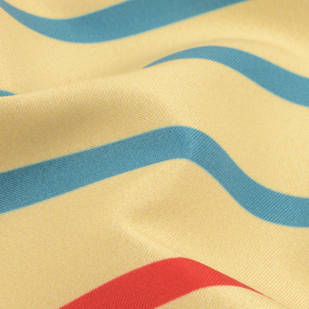 Sara Campbell Cream, Blue and Red Striped Polyester Woven