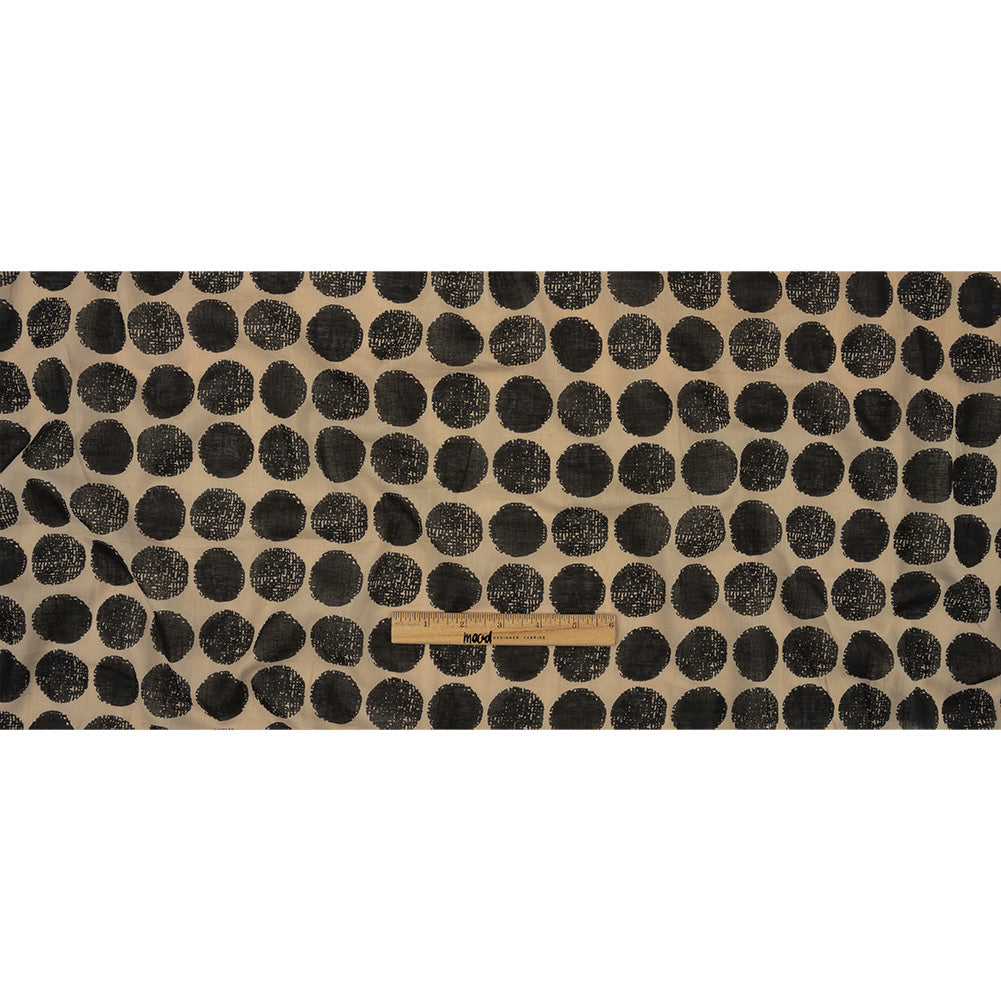 Tocca Beige and After Dark Distressed Circles Cotton Voile