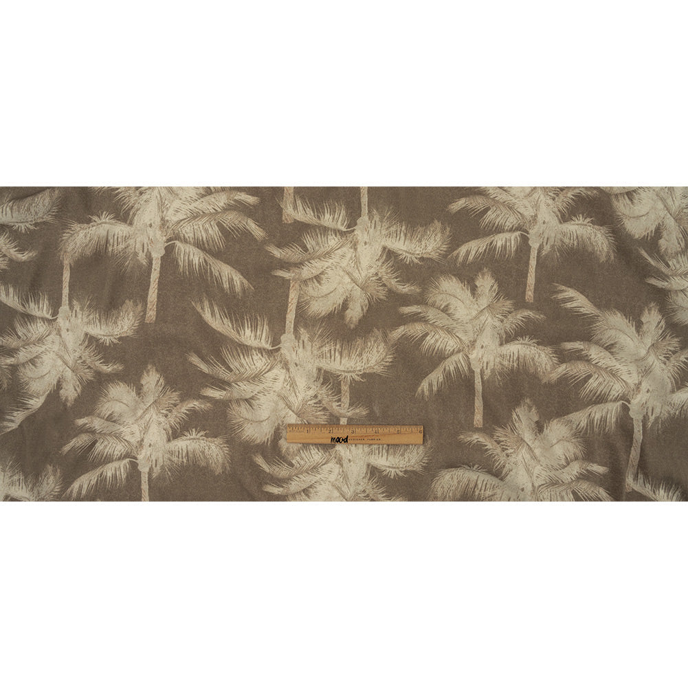 Italian White and Taupe Palm Trees Rayon Crepe