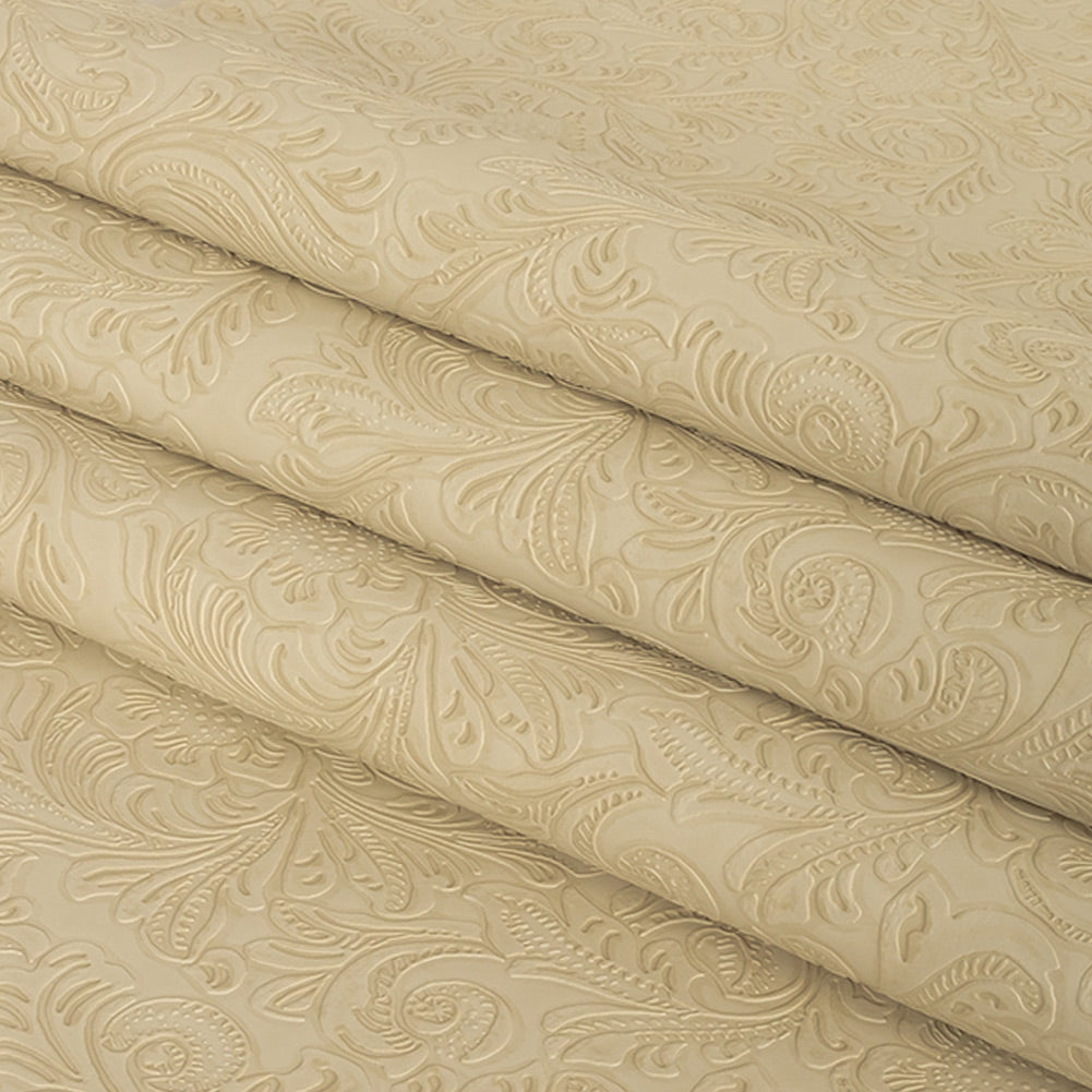 Vintage-Look Floral Embossed Vinyl - Antique White - Wynonna Collection