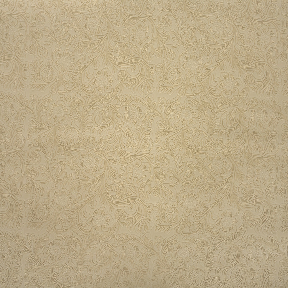 Vintage-Look Floral Embossed Vinyl - Antique White - Wynonna Collection