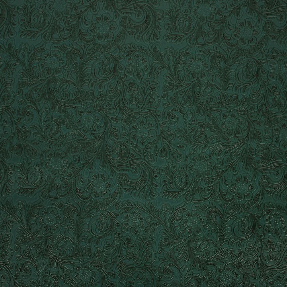 Vintage-Look Floral Embossed Vinyl - Pine Green - Wynonna Collection