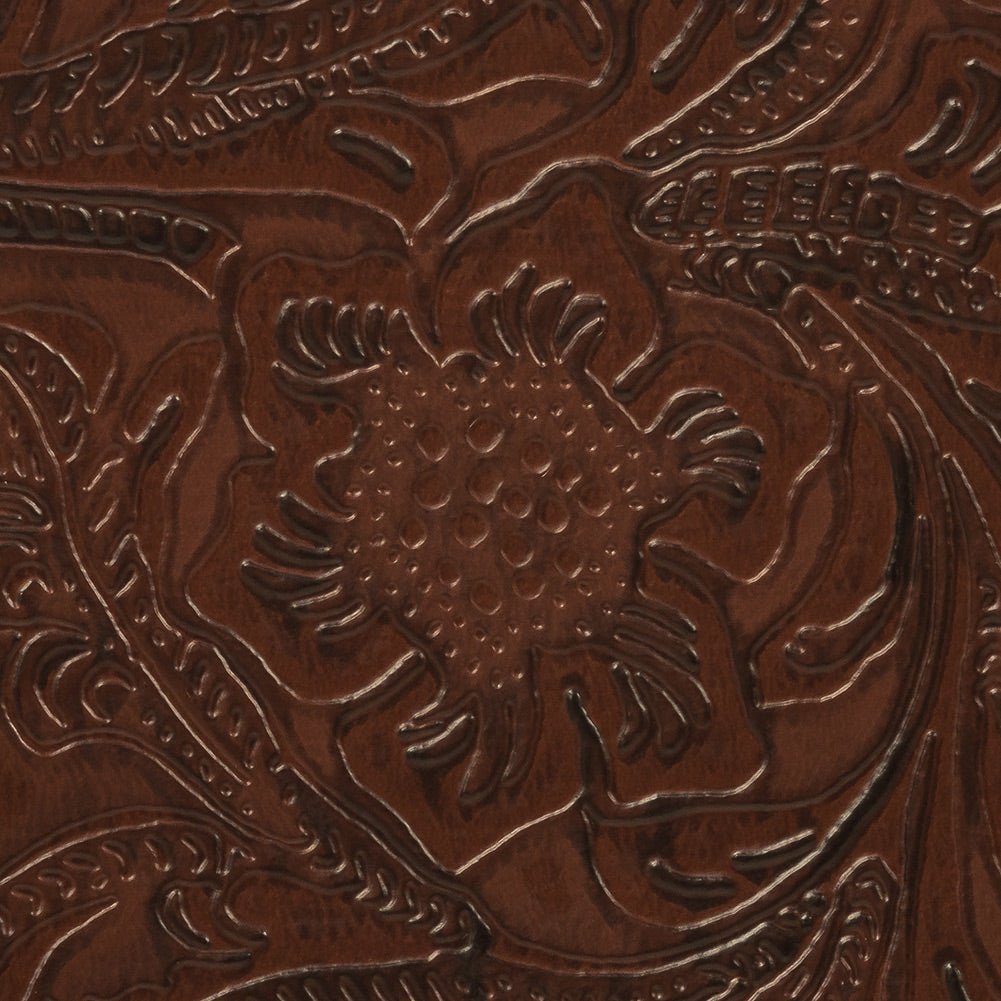 Vintage-Look Floral Embossed Vinyl - Brown - Wynonna Collection