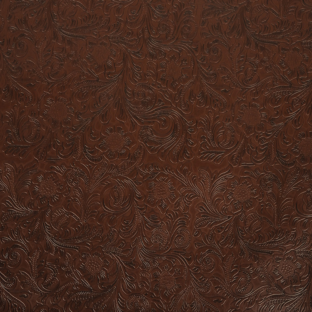Vintage-Look Floral Embossed Vinyl - Brown - Wynonna Collection