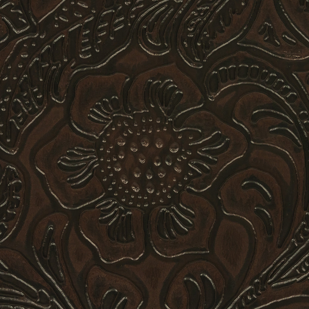 Vintage-Look Floral Embossed Vinyl - Chocolate - Wynonna Collection