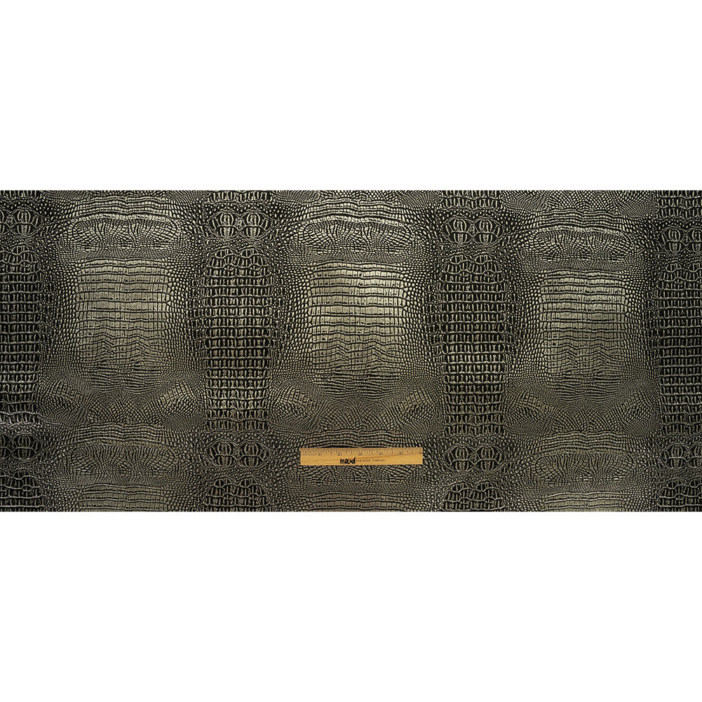 Metallic Crocodile Embossed Vinyl - Black and Silver - Twain Collection