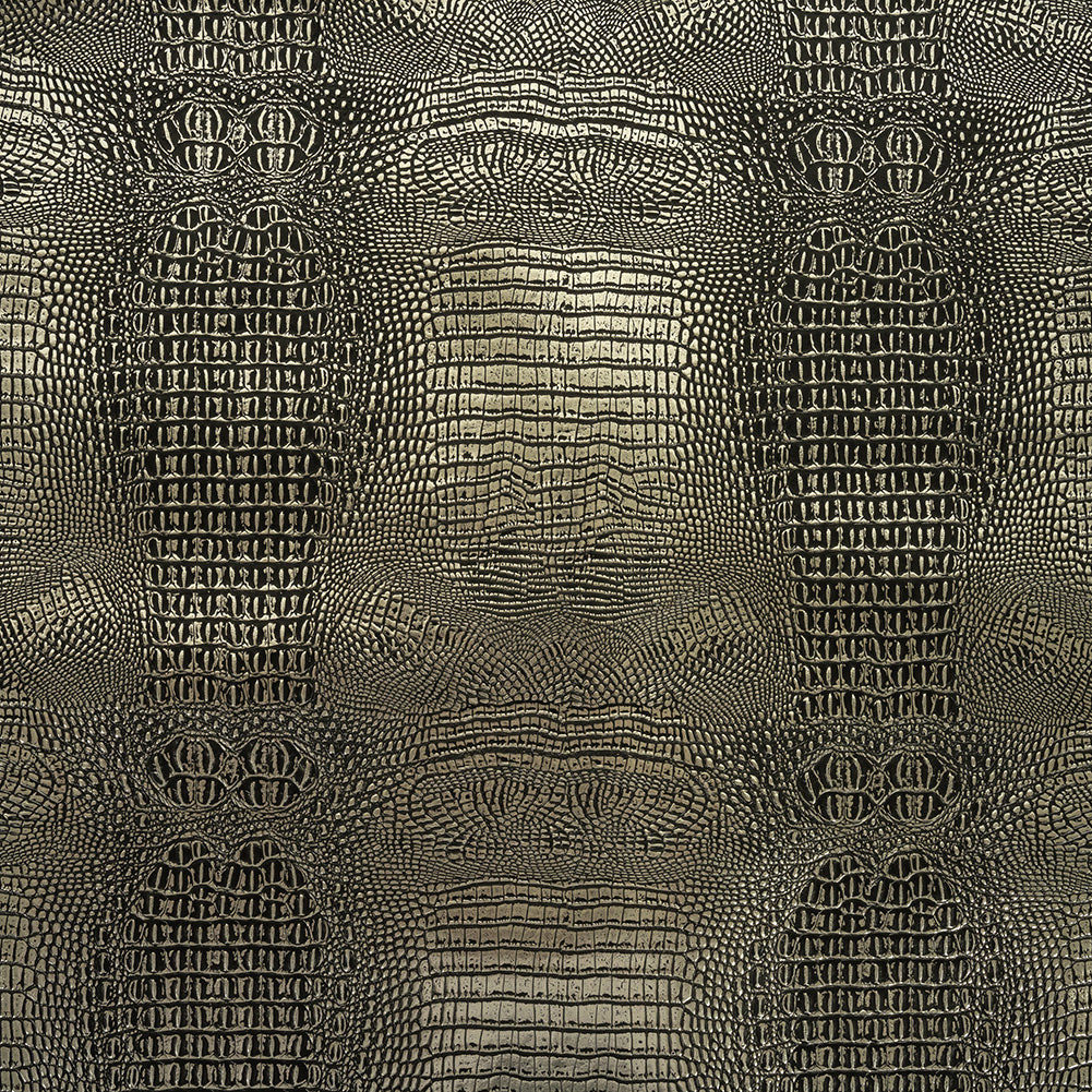 Metallic Crocodile Embossed Vinyl - Black and Silver - Twain Collection