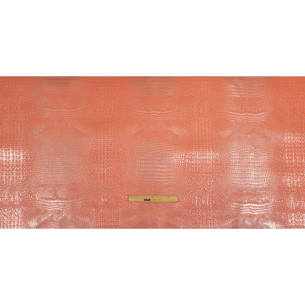 Metallic Crocodile Embossed Vinyl - Pink and Silver - Twain Collection