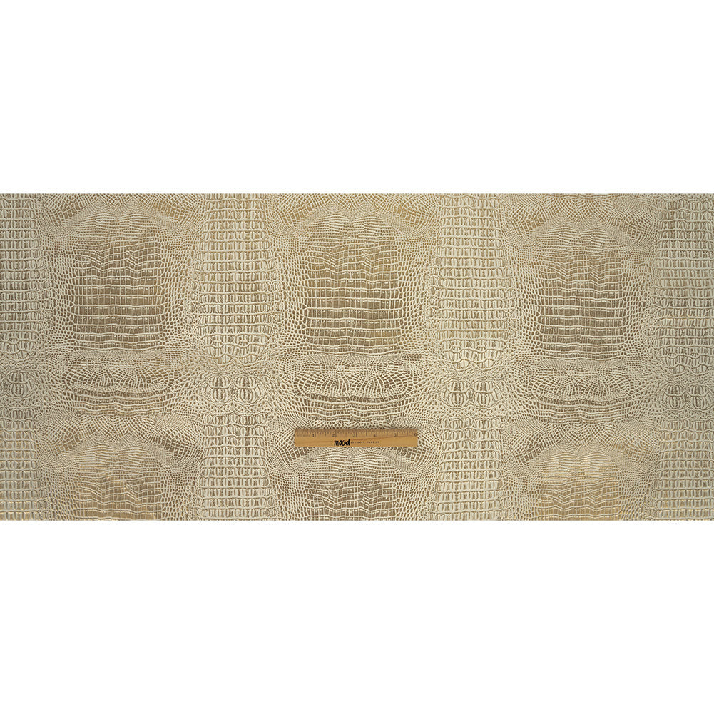 Metallic Crocodile Embossed Vinyl - Star White and Gold - Twain Collection