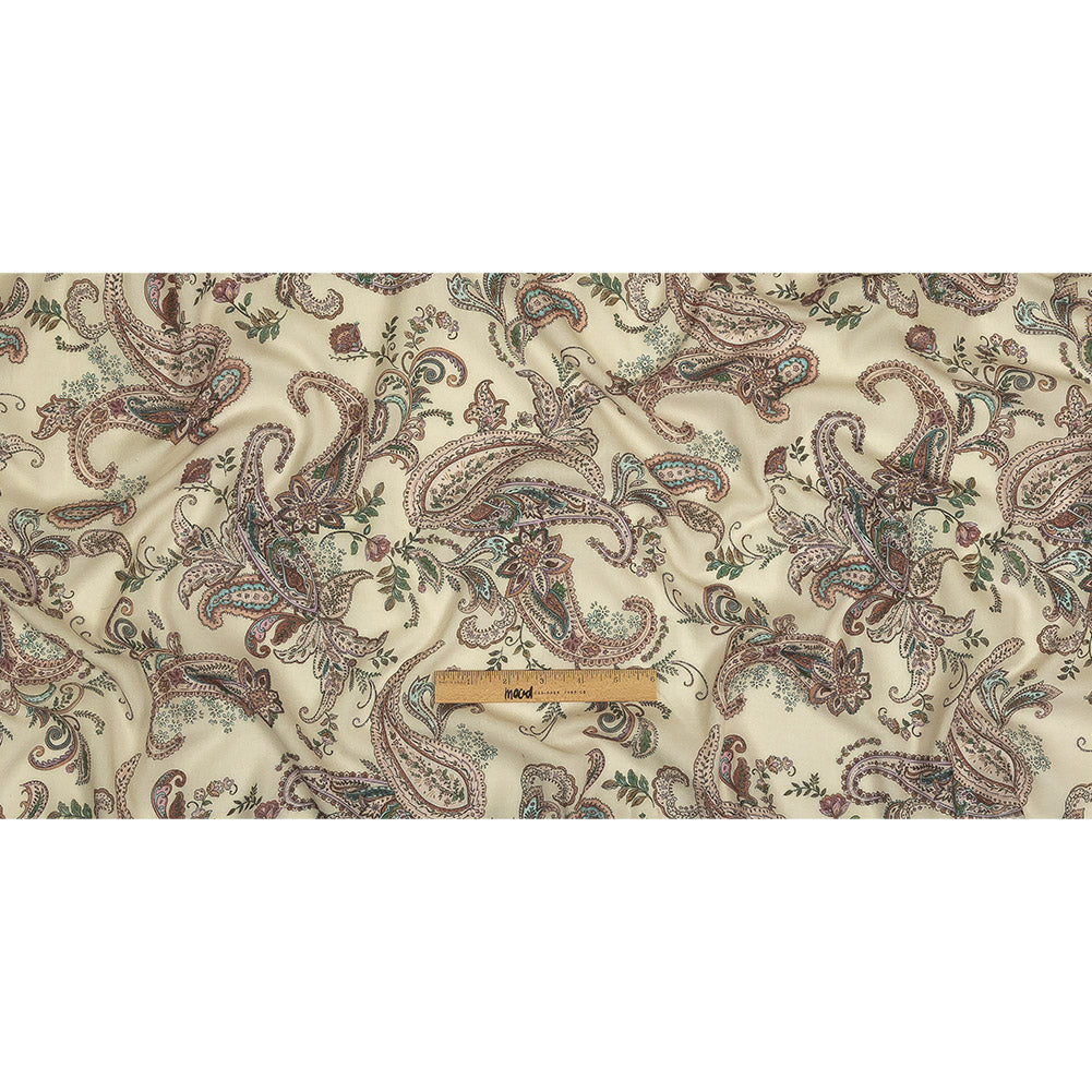 Cotton Gauze - Beige and Pink Paisley - Mood Exclusive Ask Alice Print