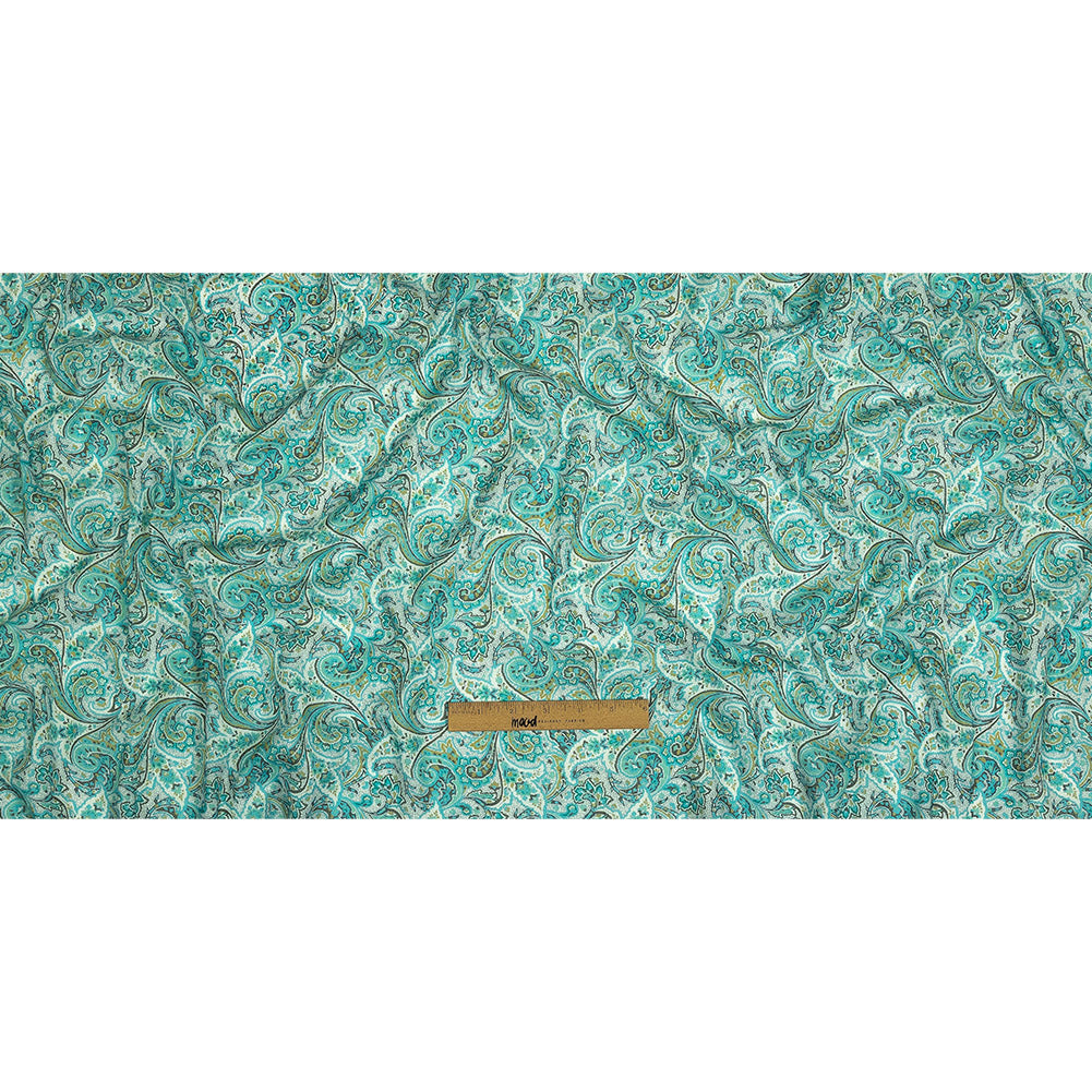 Cotton Gauze - Aqua Jacobean Paisley - Mood Exclusive Hypnotize Me Print