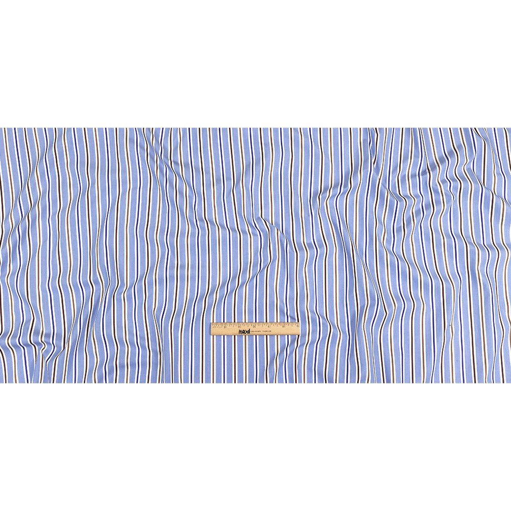 Grapemist, Raw Umber and White Halo Stripes Cotton Shirting