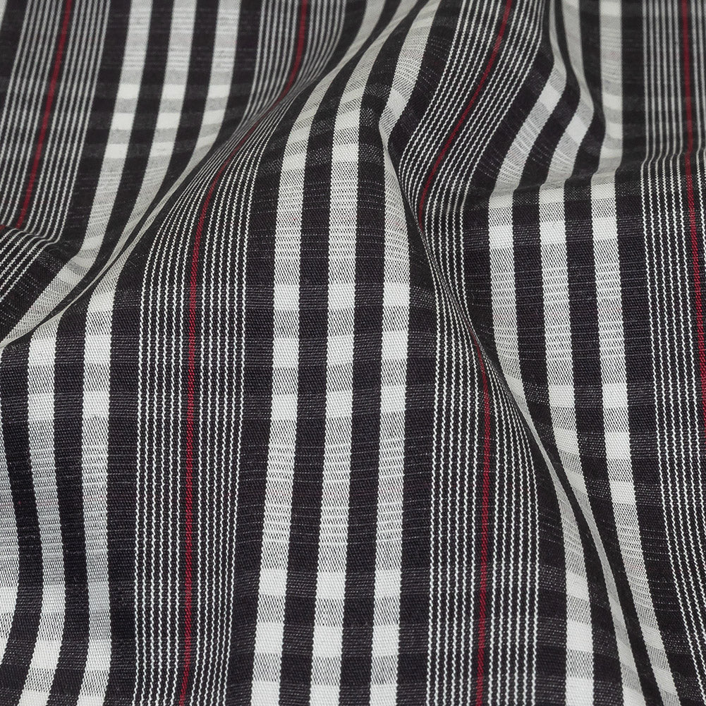 Black Onyx, Red and White Subtle Plaid Cotton Poplin