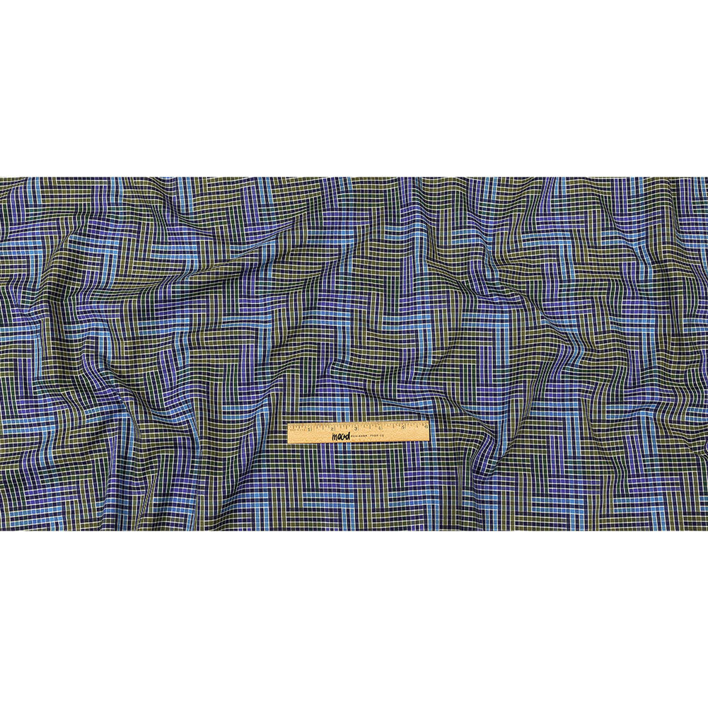 Astral Aura and Chive Log Cabin Plaid Cotton Shirting